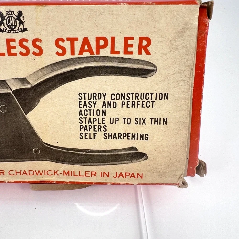 Vintage Japanese CMI Chadwick-Miller Stapleless Stapler Model #77368 EUC